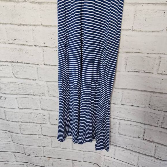 J Crew White Blue Striped Sleeveless Racerback Maxi Dress Womens Stretch Large - Picture 4 of 14
